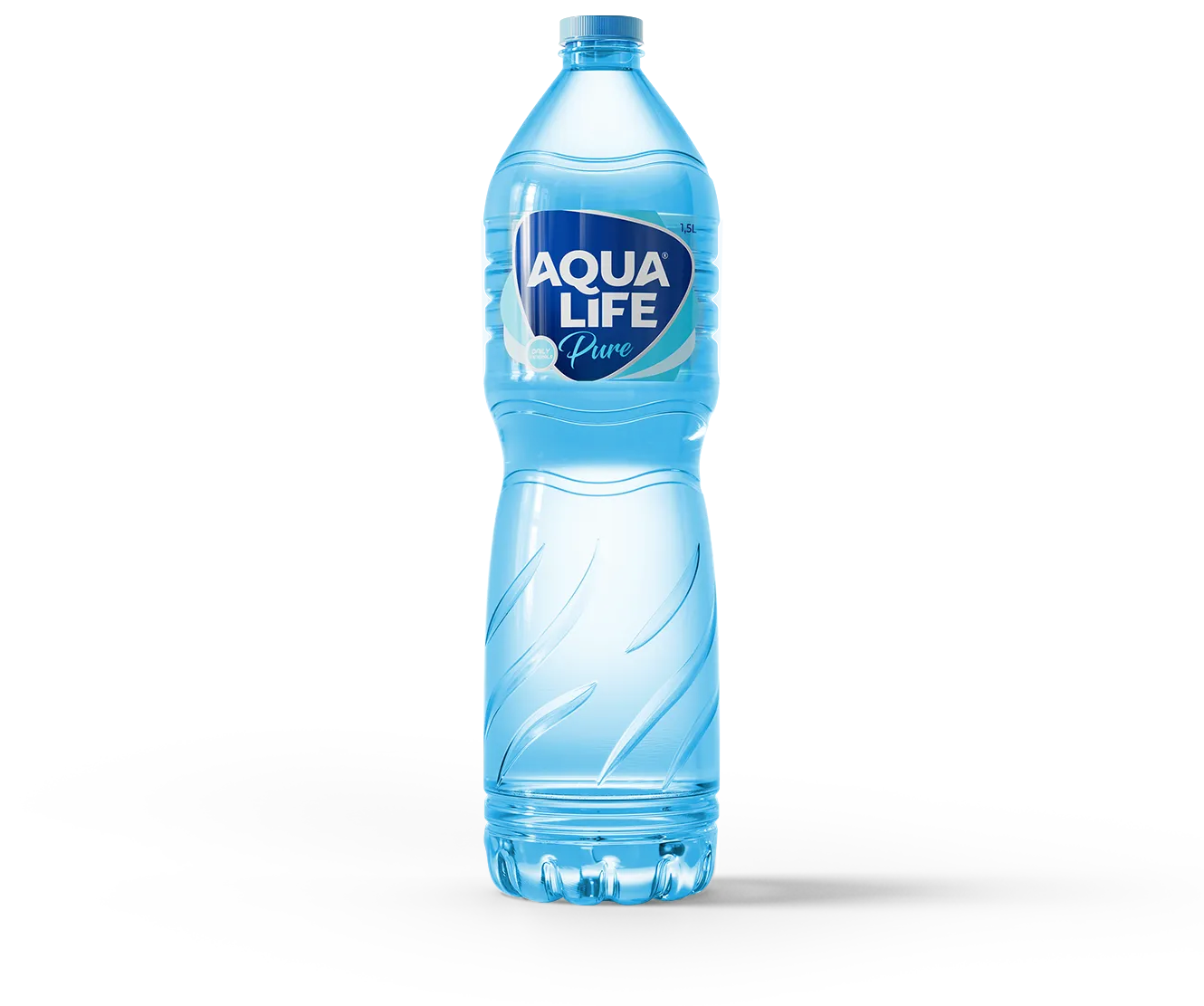 AquaLife Pure 1.5L bottled water with a blue plastic bottle, featuring the AquaLife logo and branding.